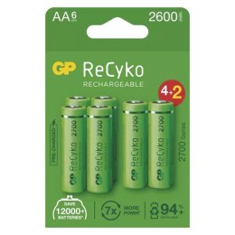 Akumulatorki, AA (HR6), 1.2V, 2600 mAh, GP, kartonik, 6-pack, ReCyko