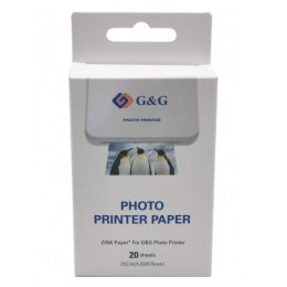G&G Photo paper, foto papier, biały, 50x76mm, 20 szt., GG-ZP023-20, termosublimacyjny