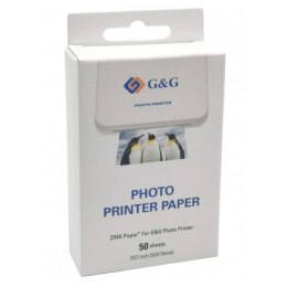 G&G Photo paper, foto papier, biały, 50x76mm, 50 szt., GG-ZP023-50, termosublimacyjny