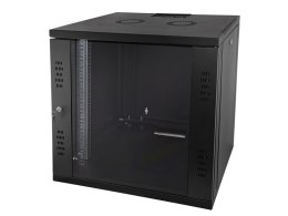 Szafa wisząca 15U, STRONG RACK 80kg, 600x600, czarna, drzwi szklane, jednoskrzydłowe, tył osłona pełna, osłony boczne zamykane n