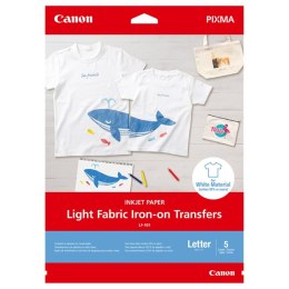 Folia Canon Light Fabric Iron-On, prasowany folia, matowy, przezroczysta, A4, 5 arkuszy 125 g/m2, LF-101, do drukarek atramentow