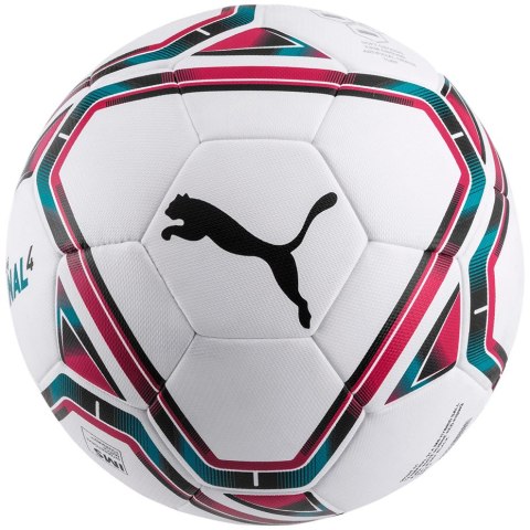 Piłka nożna Puma teamFINAL 21.4 IMS Hybrid biało-różowo-niebieska 83307 01