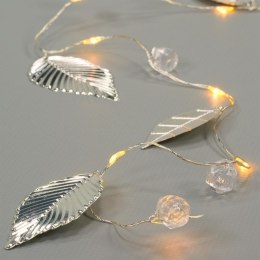 Oświetlenie perełki i srebrne listki, 20 diod LED, ciepła bi