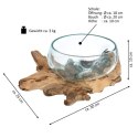Misa ze szkła dmuchanego na drewnie tekowym, 15 cm